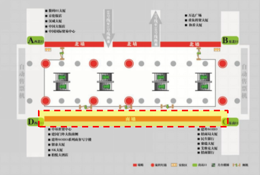 站廳南墻廣告位置圖