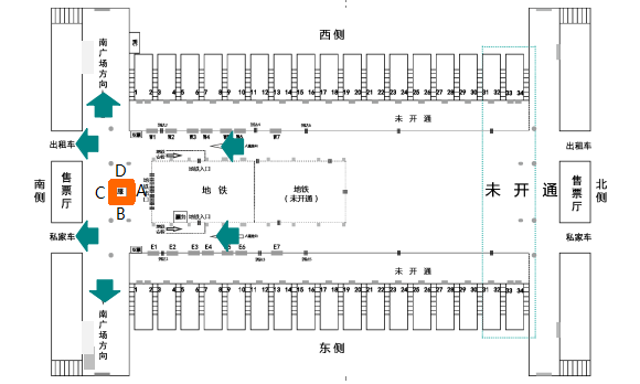 出站口服務(wù)臺墻面燈箱點(diǎn)位